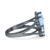 Teardrop Pear Butterfly Filigree Swirl Ring Simulated Cubic Zirconia 925 Sterling Silver Butterfly Ring