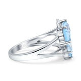 Teardrop Pear Butterfly Filigree Swirl Ring Simulated Cubic Zirconia 925 Sterling Silver Butterfly Ring