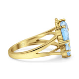 Teardrop Pear Butterfly Filigree Swirl Ring Simulated Cubic Zirconia 925 Sterling Silver Butterfly Ring