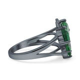 Teardrop Pear Butterfly Filigree Swirl Ring Simulated Cubic Zirconia 925 Sterling Silver Butterfly Ring