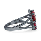 Teardrop Pear Butterfly Filigree Swirl Ring Simulated Cubic Zirconia 925 Sterling Silver Butterfly Ring