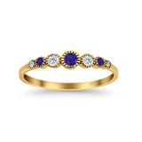 Half Eternity Band Round Simulated Blue Sapphire Cubic Zirconia 925 Sterling Silver (4mm)
