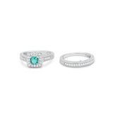 Two Piece Vintage Style Wedding Ring 925 Sterling Silver Simulated Cubic Zirconia
