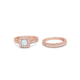 Two Piece Vintage Style Wedding Ring 925 Sterling Silver Simulated Cubic Zirconia