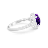 Art Deco Cushion Cut Engagement Ring Simulated Cubic Zirconia 925 Sterling Silver
