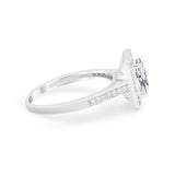 Vintage Style Emerald Cut Engagement Ring 925 Sterling Silver Simulated Cubic Zirconia