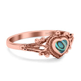 Solitaire Heart Promise Ring Solid Oxidized 925 Sterling Silver