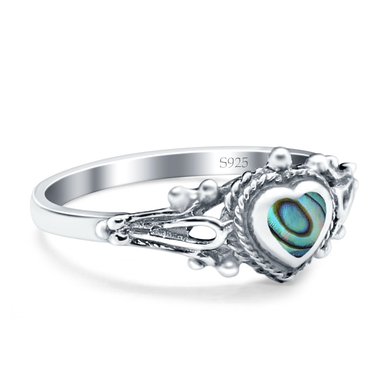 Solitaire Heart Promise Ring Solid Oxidized 925 Sterling Silver