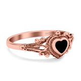Solitaire Heart Promise Ring Solid Oxidized 925 Sterling Silver