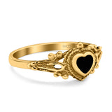 Solitaire Heart Promise Ring Solid Oxidized 925 Sterling Silver