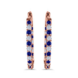 Huggie Hoop Earrings Round Simulated CZ 925 Sterling Silver (14mm)