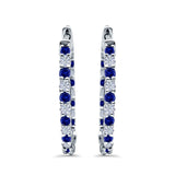 Huggie Hoop Earrings Round Simulated CZ 925 Sterling Silver (14mm)