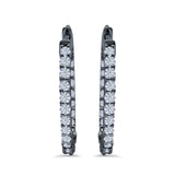 Huggie Hoop Earrings Round Simulated CZ 925 Sterling Silver (14mm)
