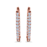 Huggie Hoop Earrings Round Simulated CZ 925 Sterling Silver (14mm)