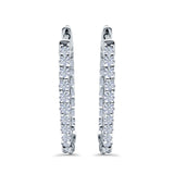 Huggie Hoop Earrings Round Simulated CZ 925 Sterling Silver (14mm)