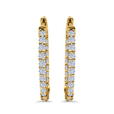 Huggie Hoop Earrings Round Simulated CZ 925 Sterling Silver (14mm)