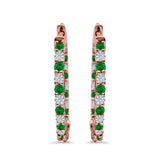 Huggie Hoop Earrings Round Simulated CZ 925 Sterling Silver (14mm)