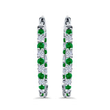 Huggie Hoop Earrings Round Simulated CZ 925 Sterling Silver (14mm)
