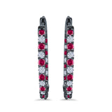 Huggie Hoop Earrings Round Simulated CZ 925 Sterling Silver (14mm)