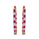 Huggie Hoop Earrings Round Simulated CZ 925 Sterling Silver (14mm)