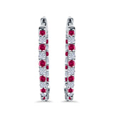 Huggie Hoop Earrings Round Simulated CZ 925 Sterling Silver (14mm)