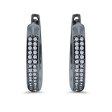 Half Eternity Hoop Earrings Round Simulated CZ 925 Sterling Silver (14mm)