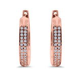 Half Eternity Hoop Earrings Round Simulated CZ 925 Sterling Silver (14mm)