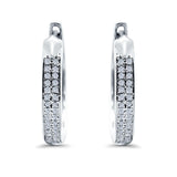 Half Eternity Hoop Earrings Round Simulated CZ 925 Sterling Silver (14mm)