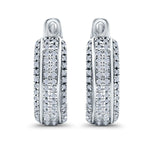 Half Eternity Hoop Earrings Round Simulated CZ 925 Sterling Silver (14mm)