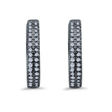 Half Eternity Hoop Earrings Round Simulated CZ 925 Sterling Silver (14mm)