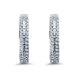 Half Eternity Hoop Earrings Round Simulated CZ 925 Sterling Silver (14mm)