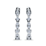 Half Eternity Huggie Hoop Earrings Round Simulated CZ 925 Sterling Silver (14mm)