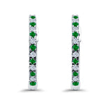 Hoop Earrings Half Eternity Round Simulated CZ 925 Sterling Silver (14mm)