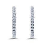 Hoop Earrings Half Eternity Round Simulated CZ 925 Sterling Silver (14mm)