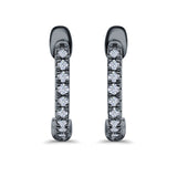Half Eternity Hoop Earrings Round Simulated CZ 925 Sterling Silver (14mm)
