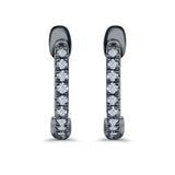 Half Eternity Hoop Earrings Round Simulated CZ 925 Sterling Silver (14mm)