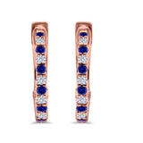 Half Eternity Huggie Hoop Earrings Round Simulated CZ 925 Sterling Silver (14mm)