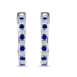 Half Eternity Huggie Hoop Earrings Round Simulated CZ 925 Sterling Silver (14mm)