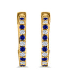 Half Eternity Huggie Hoop Earrings Round Simulated CZ 925 Sterling Silver (14mm)