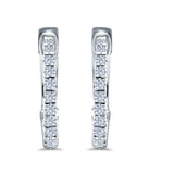 Half Eternity Huggie Hoop Earrings Round Simulated CZ 925 Sterling Silver (14mm)