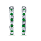Half Eternity Huggie Hoop Earrings Round Simulated CZ 925 Sterling Silver (14mm)