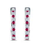 Half Eternity Huggie Hoop Earrings Round Simulated CZ 925 Sterling Silver (14mm)