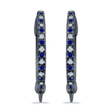 Half Eternity Hoop Earrings Round Simulated CZ 925 Sterling Silver (14mm)