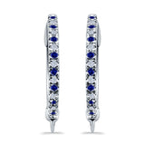 Half Eternity Hoop Earrings Round Simulated CZ 925 Sterling Silver (14mm)