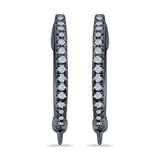 Half Eternity Hoop Earrings Round Simulated CZ 925 Sterling Silver (14mm)