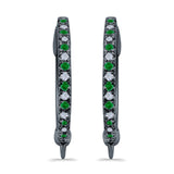 Half Eternity Hoop Earrings Round Simulated CZ 925 Sterling Silver (14mm)
