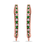 Half Eternity Hoop Earrings Round Simulated CZ 925 Sterling Silver (14mm)