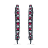 Half Eternity Hoop Earrings Round Simulated CZ 925 Sterling Silver (14mm)