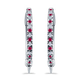 Half Eternity Hoop Earrings Round Simulated CZ 925 Sterling Silver (14mm)
