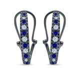Half Eternity Heart Huggie Hoop Earrings Round Simulated CZ 925 Sterling Silver (18mm)